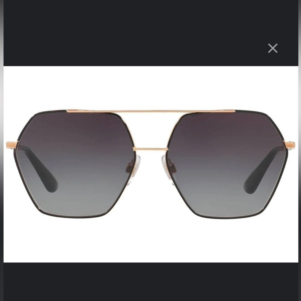 Dolce & Gabbana DG2157 Gold Aviator Polarized Polygon Sunglasses Black - Picture 13 of 15